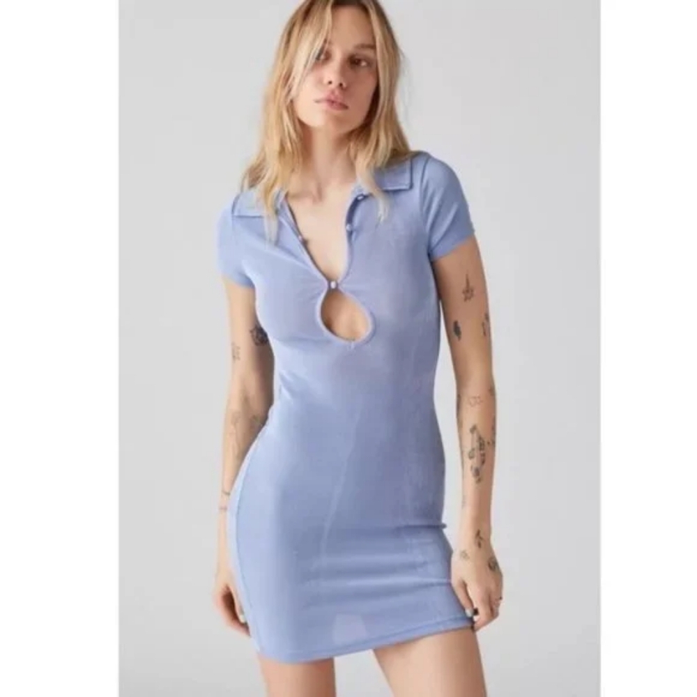 NWT Urban outfitters Blue Christy Keyhole Mini Dress XS